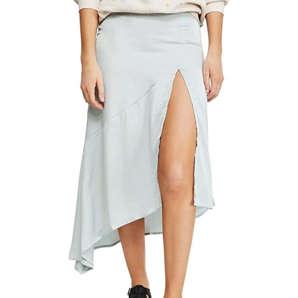 Free People Womens Lola Asymmetric Ruffled Skirt Blue 10